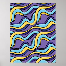 Färgfull Vinkar Mönster Funky Retro Modern Abstrak Poster