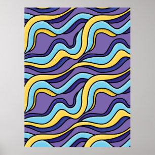Färgfull Vinkar Mönster Funky Retro Modern Abstrak Poster