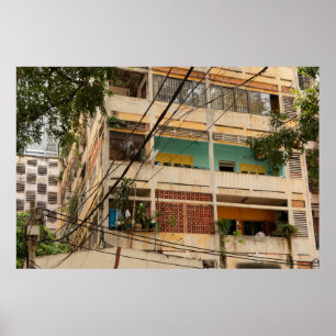 Färgfull Vintage Byggnad - vietnamesisk, gammal, Poster