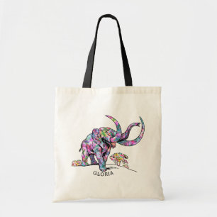 Färgfull Vintage Elephant Illustration Tygkasse