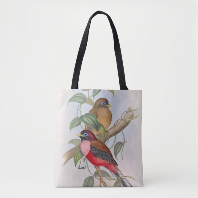 Färgfull Vintage Fågelillustration Tote Tygkasse (Framsida)
