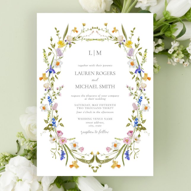 Färgfull Vintage Garden Monogram Bröllop Inbjudningar (Wedding invitation!)