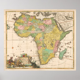 Färgfull Vintage Karta of Afrika, 1690 Poster