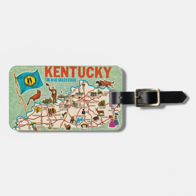 Färgfull Vintage Kentucky Karta Bagagebricka (Horisontell Framsida)