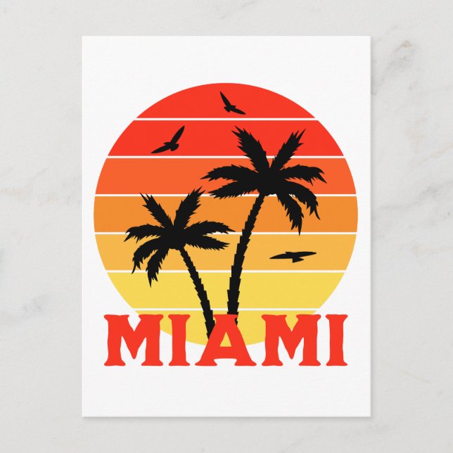 Färgfull Vintage Miami Sunset Vykort (Framsida)
