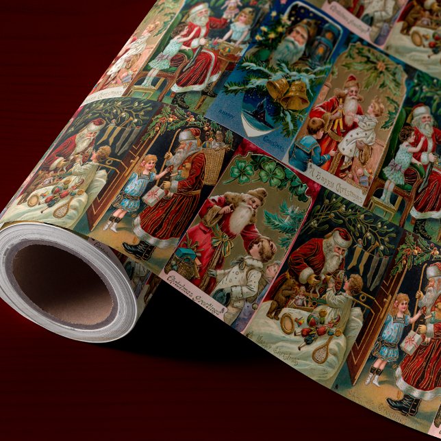 Färgfull Vintage Pappa jul Collage Presentpapper (Skapare uppladdad)