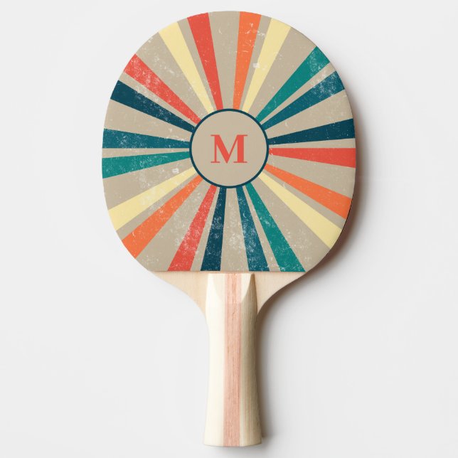 Färgfull Vintage Regbow Monogram Bord Tennis Pingisracket (Framsidan)