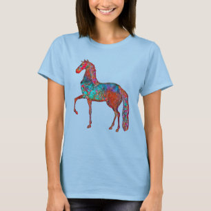 Färgfull Vintage Stil Art Horse T-Shirt