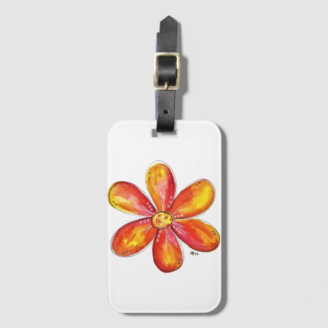 Färgfull visklik Orange och Gult blomma Bagagebricka (Framsida vertikal)