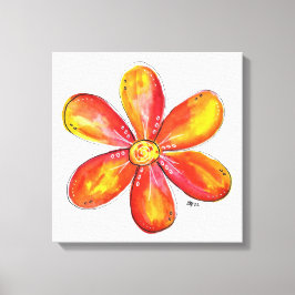 Färgfull visklik Orange och Gult blomma Canvastryck