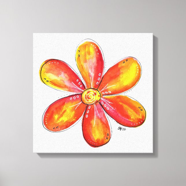Färgfull visklik Orange och Gult blomma Canvastryck (Framsida)