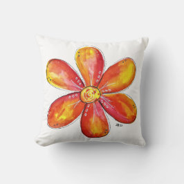 Färgfull visklik Orange och Gult blomma Kudde