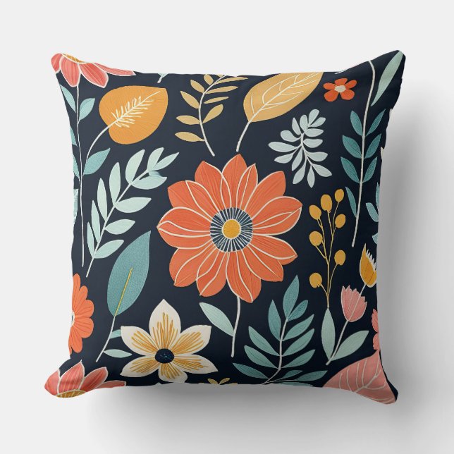 Färgfull viskös blommigt kudde (Framsida)