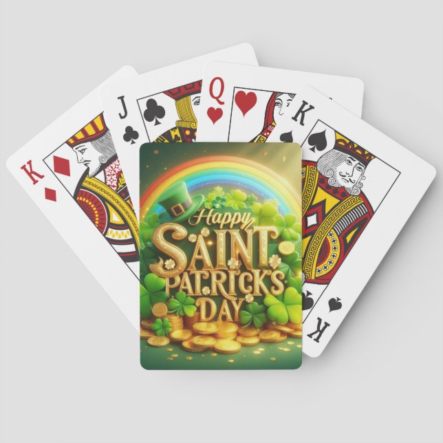 Färgfull, vit regnbåge Saint patrick's day Casinokort (Baksidan)