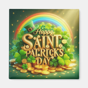 Färgfull, vit regnbåge Saint patrick's day Magnet