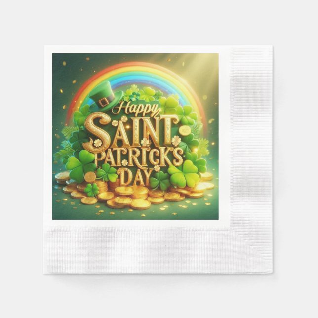 Färgfull, vit regnbåge Saint patrick's day Pappersservett (Framsidan)