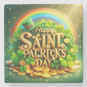 Färgfull, vit regnbåge Saint patrick's day Stenunderlägg