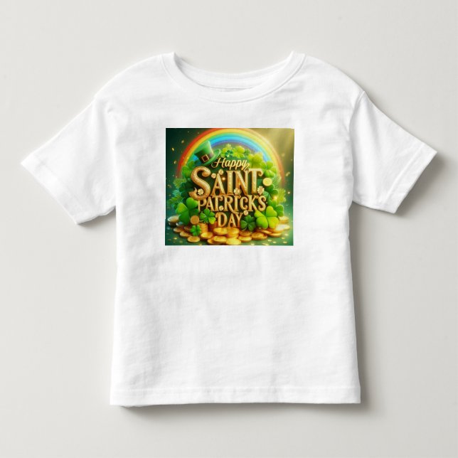 Färgfull, vit regnbåge Saint patrick's day T Shirt (Framsida)