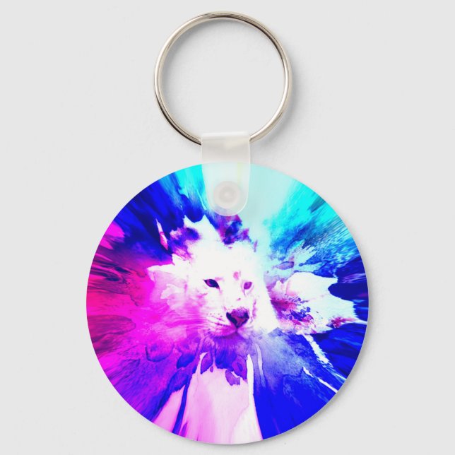 Färgfull vit tiggergrunge nyckelring (Framsida)