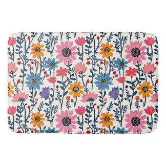 Färgfull Whimsic Folk Art-Blommigt Badrumsmatta