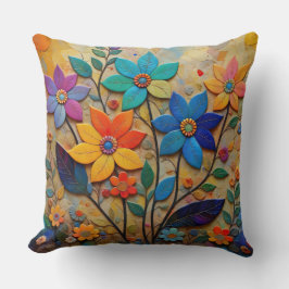 Färgfull Whimsical 3D papercut-blommigt Kudde