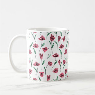 Färgfull Whimsical Scribbly-Blommigt Kaffemugg