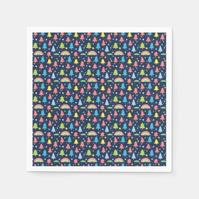 Färgfull Whimsical Träd Pappersservett (Framsidan)