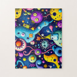 Färgfull Whimsique-utmärkelse Monster Party design Pussel