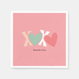 Färgfull "XOXO" Alla hjärtans dag Pappersservett