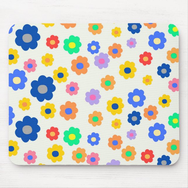 Färgfull Y2K liten blomma i Mönster Musmatta (Framsidan)