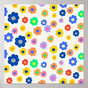 Färgfull Y2K liten blomma i Mönster Poster