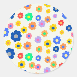 Färgfull Y2K liten blomma i Mönster Runt Klistermärke