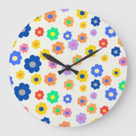 Färgfull Y2K liten blomma i Mönster Stor Klocka