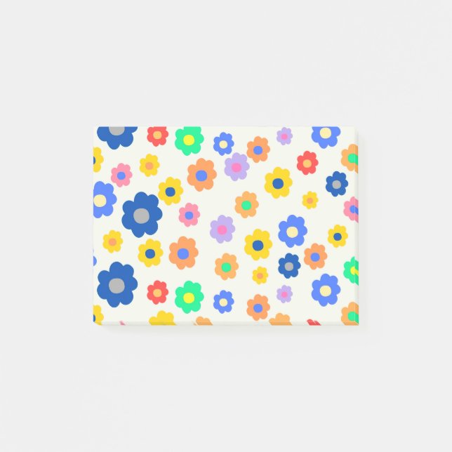 Färgfull Y2K liten blomma Whimsical Mönster Post-it Block (Framsida)