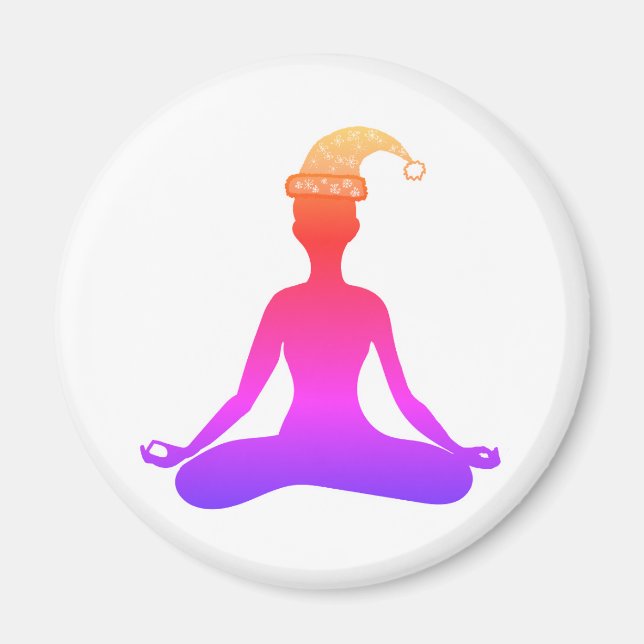 Färgfull Yoga nyår Hat Magnet (Framsidan)