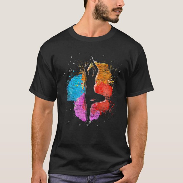 Färgfull Yogi Andlig Meditation Namaste Zen Bud T Shirt (Framsida)