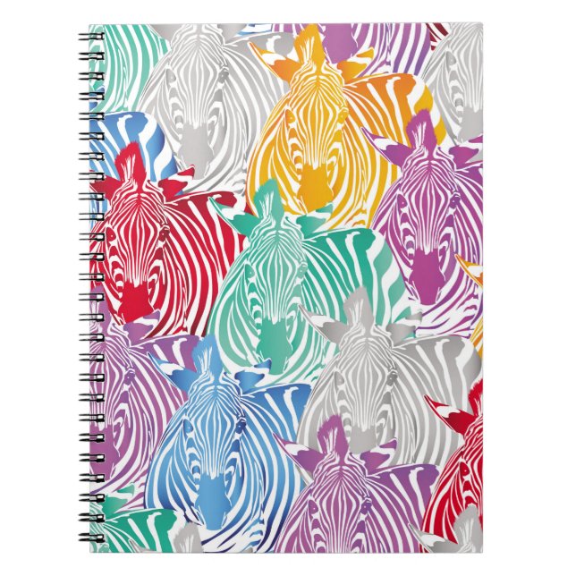 Färgfull zebra, sömlös mönster. Vild djurtext Anteckningsbok (Framsidan)