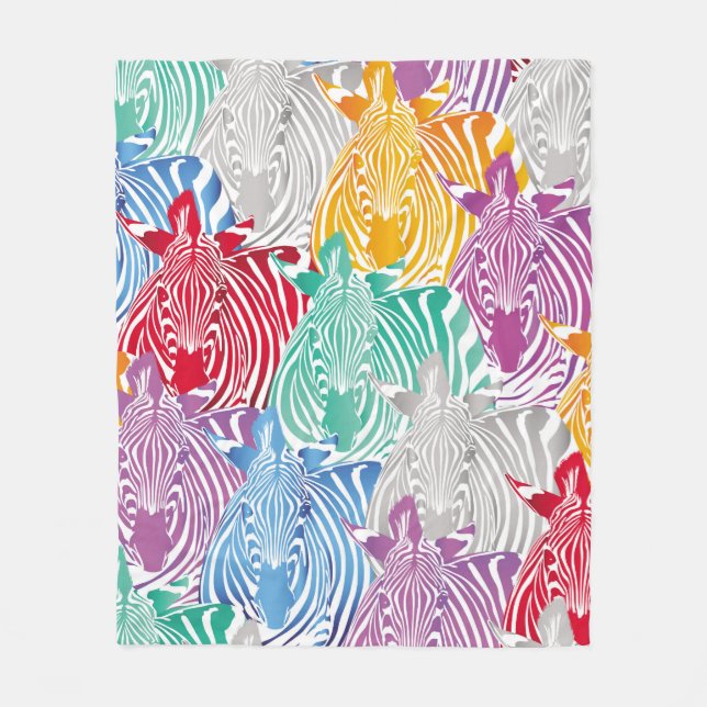 Färgfull zebra, sömlös mönster. Vild djurtext Fleecefilt (Framsidan)