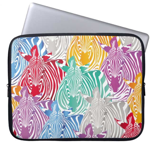 Färgfull zebra, sömlös mönster. Vild djurtext Laptop Fodral (Framsidan)