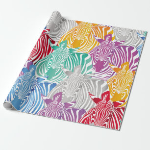 Färgfull zebra, sömlös mönster. Vild djurtext Presentpapper