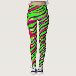 Färgfull Zebra tryck Rand Abstrakt Mönster Leggings