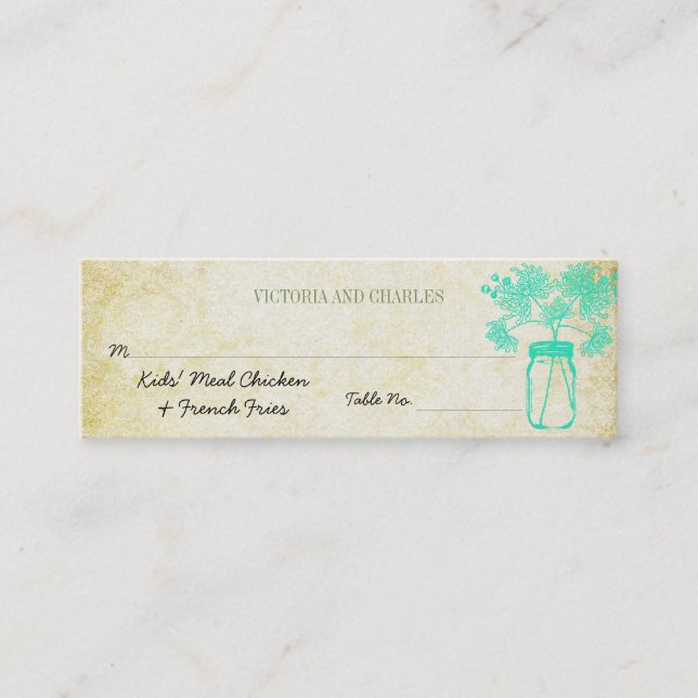 Färgfull Zinnia Mason Burk Vild Flower Bröllop Men Mini Visitkort (Framsida)