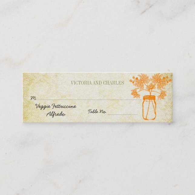 Färgfull Zinnia Mason Burk Vild Flower Bröllop Men Mini Visitkort (Framsida)