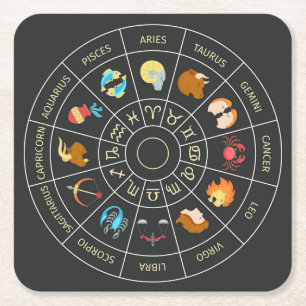 Färgfull zodiak underlägg papper kvadrat
