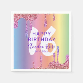 Färgfulla 16:e Grattis på födelsedagen-Glitter-dri Pappersservett