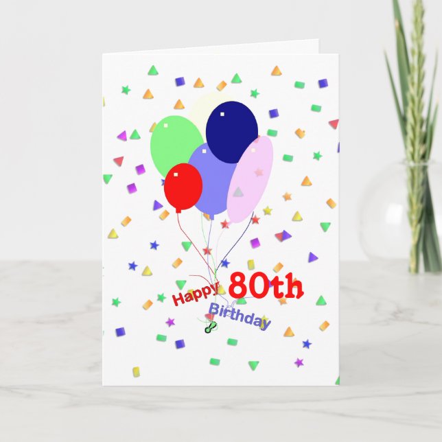 Färgfulla 80-dagars ballonger kort (Framsida)