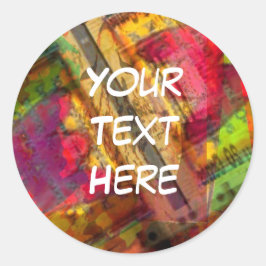 Färgfulla Abstrakt Art Stickers Runt Klistermärke