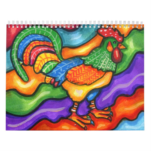 Färgfulla Abstrakter Djur Whimsical Art Kalender (Omslag)