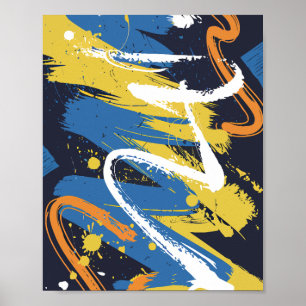Färgfulla Abstrakter Graffiti-penseldrag Poster
