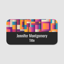 Färgfulla Abstrakter Kvadratisk och figuranpassad Namnbricka